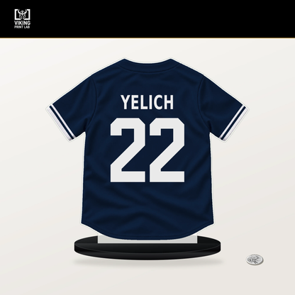 Christian Yelich number 22 Milwaukee Brewers jersey stand with included black base.