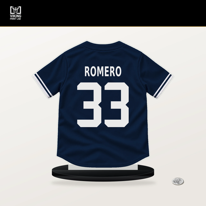 JoJo Romero number 33 Milwaukee Brewers jersey stand with included black base.