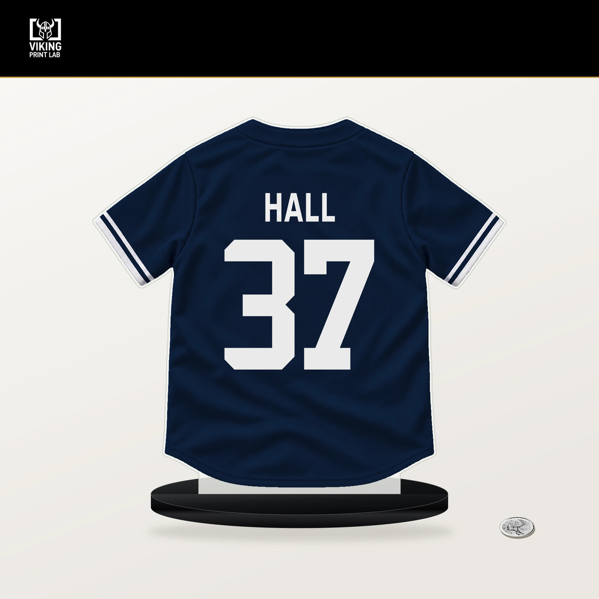 DL Hall number 37 Milwaukee Brewers jersey stand with included black base.