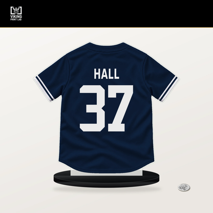 DL Hall number 37 Milwaukee Brewers jersey stand with included black base.