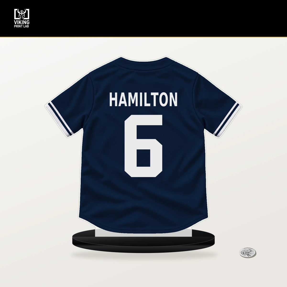 David Hamilton number 6 Milwaukee Brewers jersey stand with included black base.