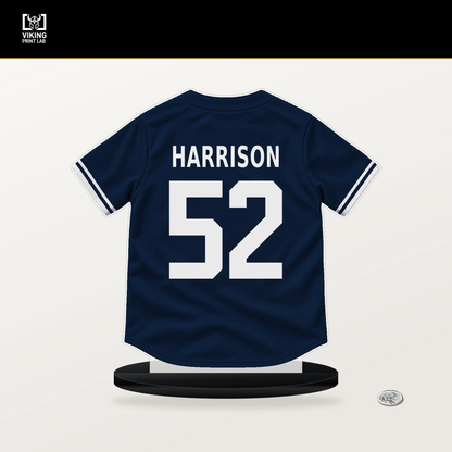 Kyle Harrison number 52 Milwaukee Brewers jersey stand with included black base.