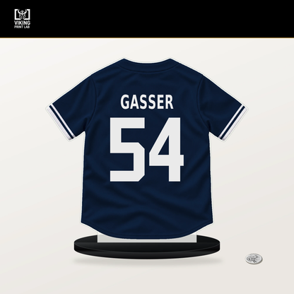 Robert Gasser number 54 Milwaukee Brewers jersey stand with included black base.