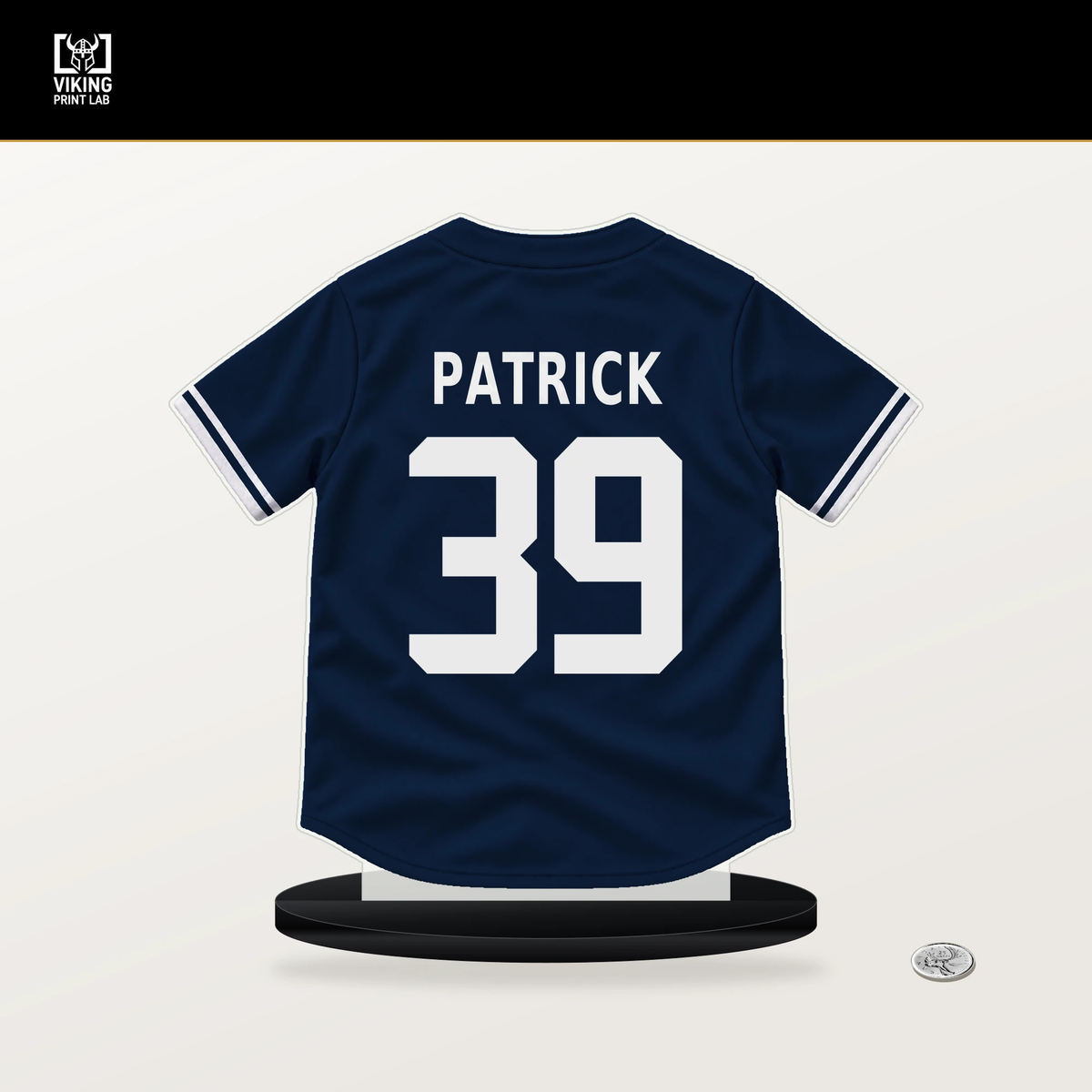 Chad Patrick number 39 Milwaukee Brewers jersey stand with included black base.