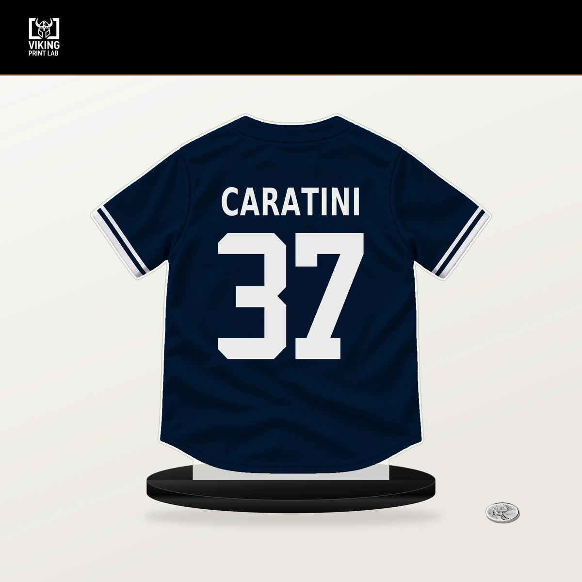 Victor Caratini number 37 Minnesota Twins jersey stand with included black base.