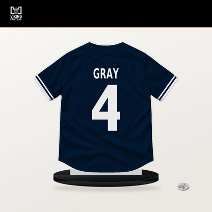Tristan Gray number 4 Minnesota Twins jersey stand with included black base.
