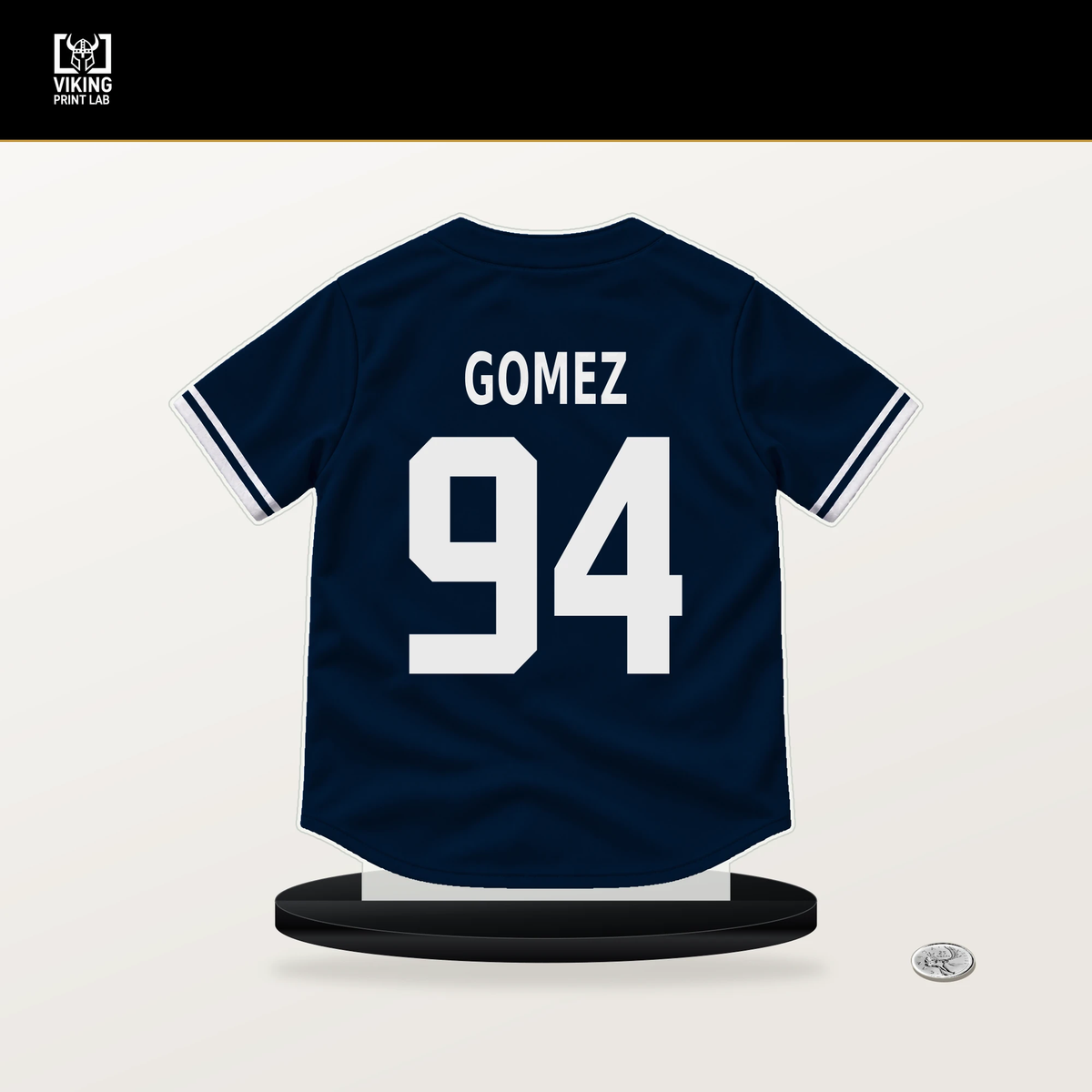 Yoendrys Gomez number 94 Minnesota Twins jersey stand with included black base.