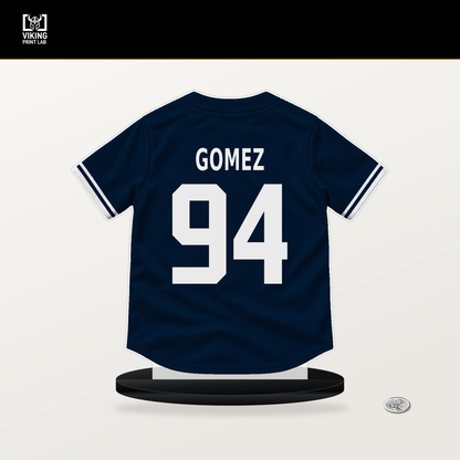 Yoendrys Gomez number 94 Minnesota Twins jersey stand with included black base.