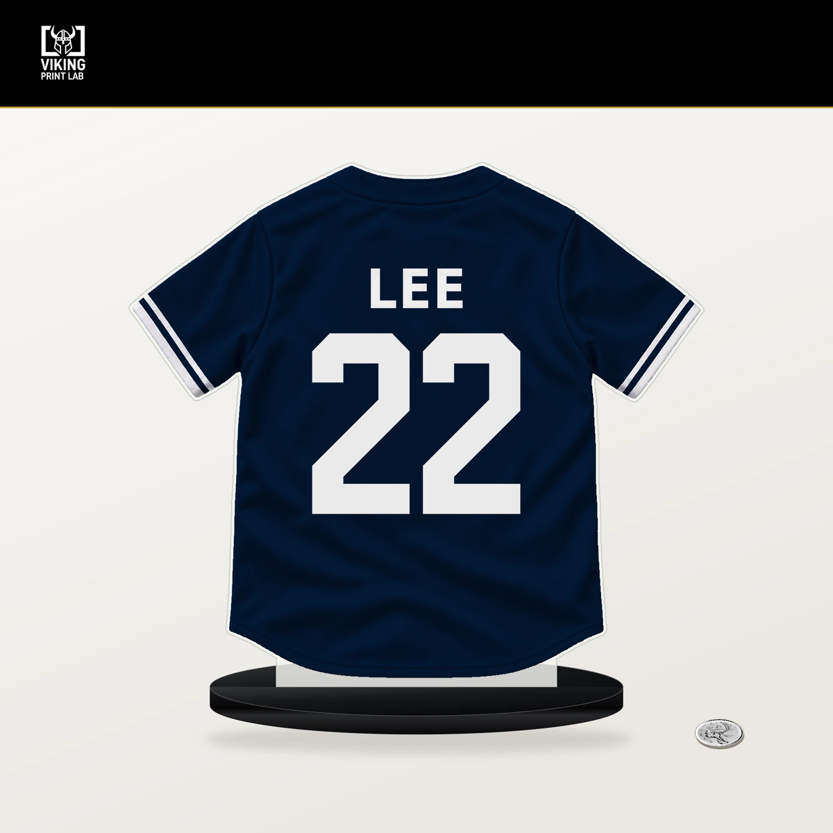 Brooks Lee number 22 Minnesota Twins jersey stand with included black base.
