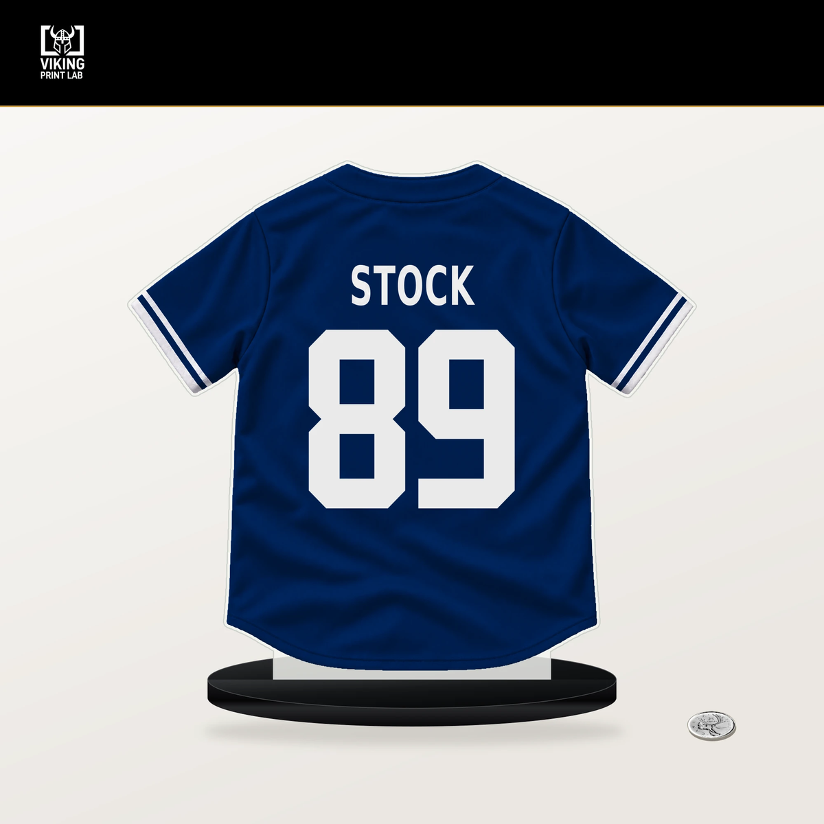 Robert Stock number 89 New York Mets jersey stand with included black base.