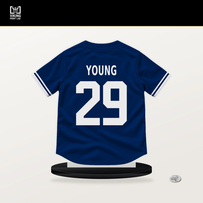 Jared Young number 29 New York Mets jersey stand with included black base.