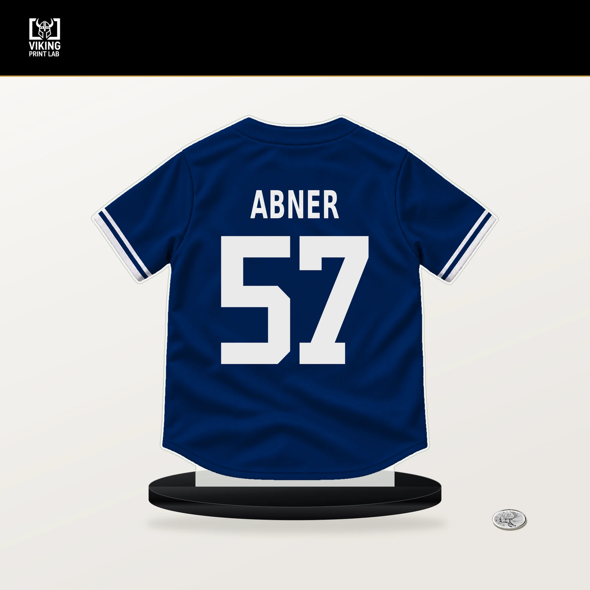 Philip Abner number 57 New York Mets jersey stand with included black base.
