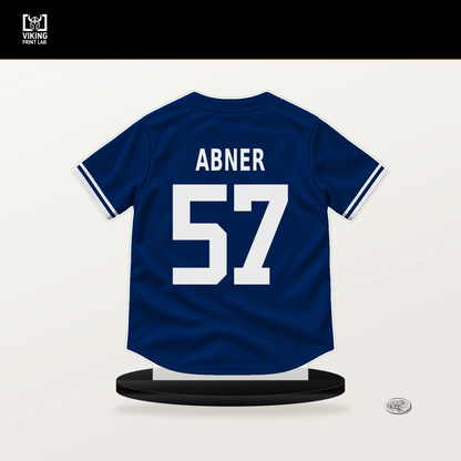 Philip Abner number 57 New York Mets jersey stand with included black base.