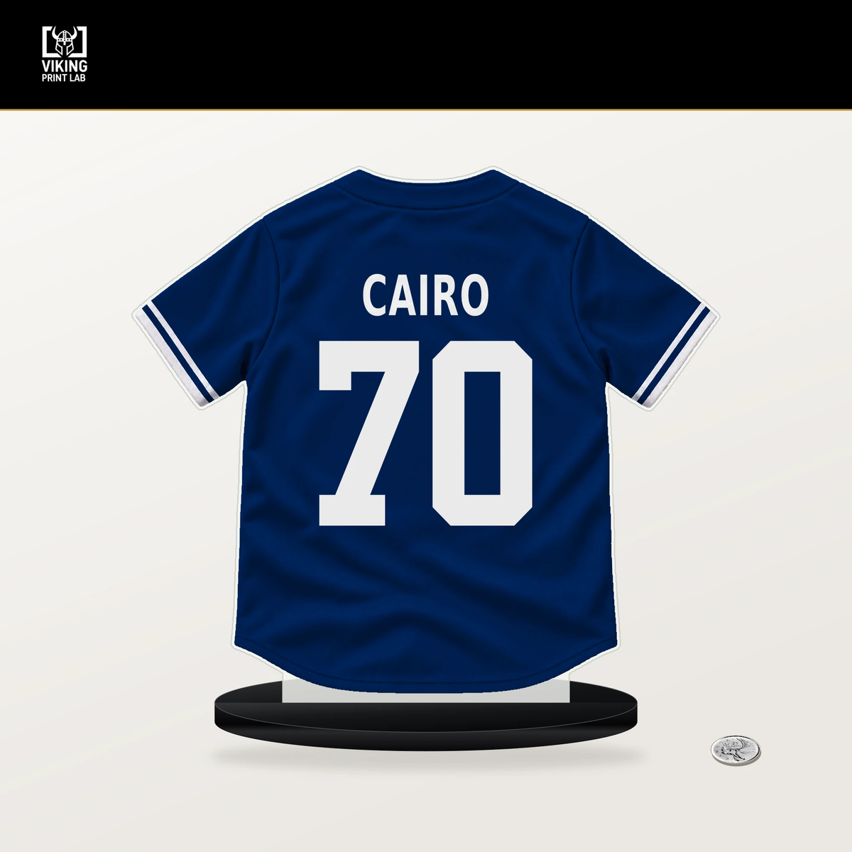 Christian Cairo number 70 New York Mets jersey stand with included black base.
