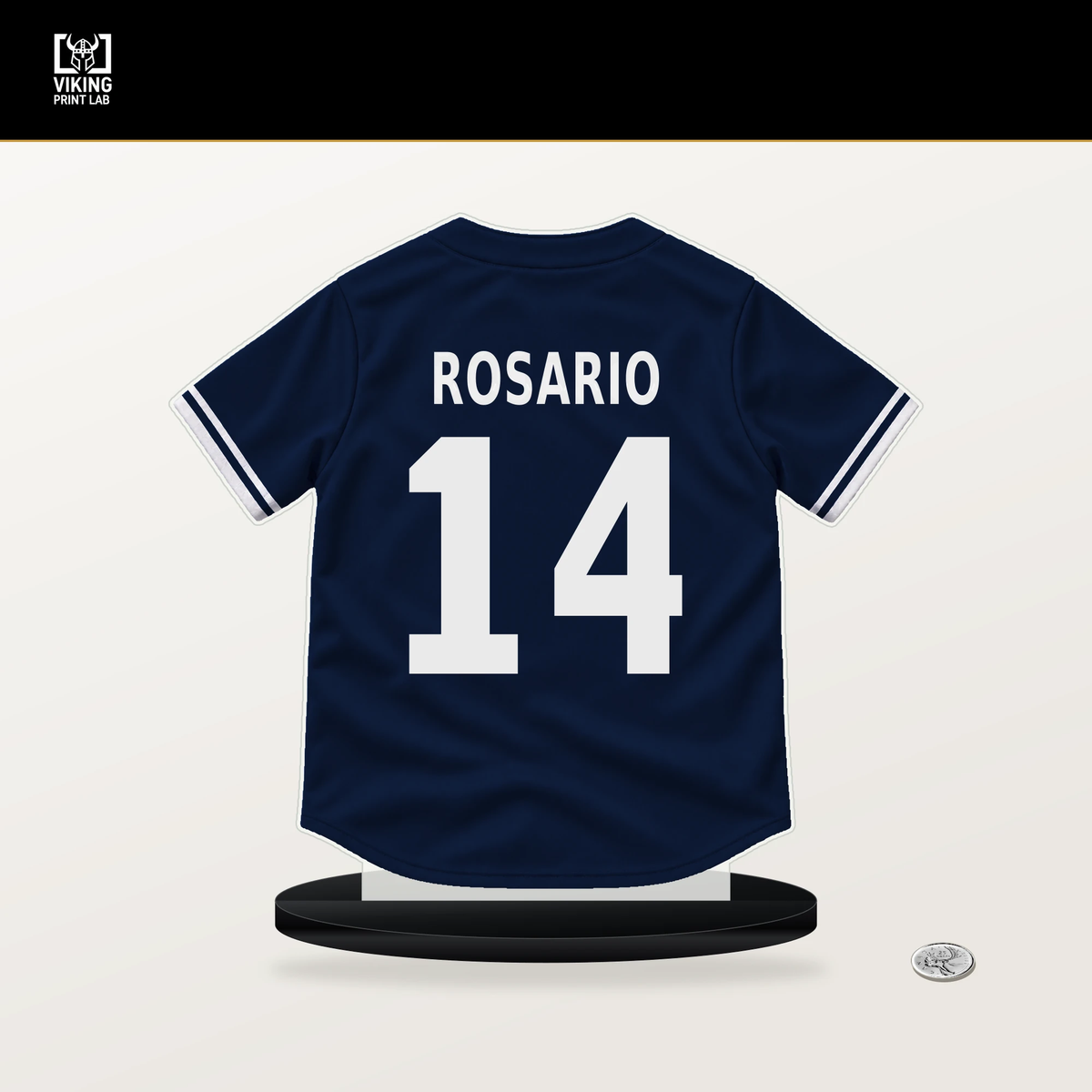 Amed Rosario number 14 New York Yankees jersey stand with included black base.