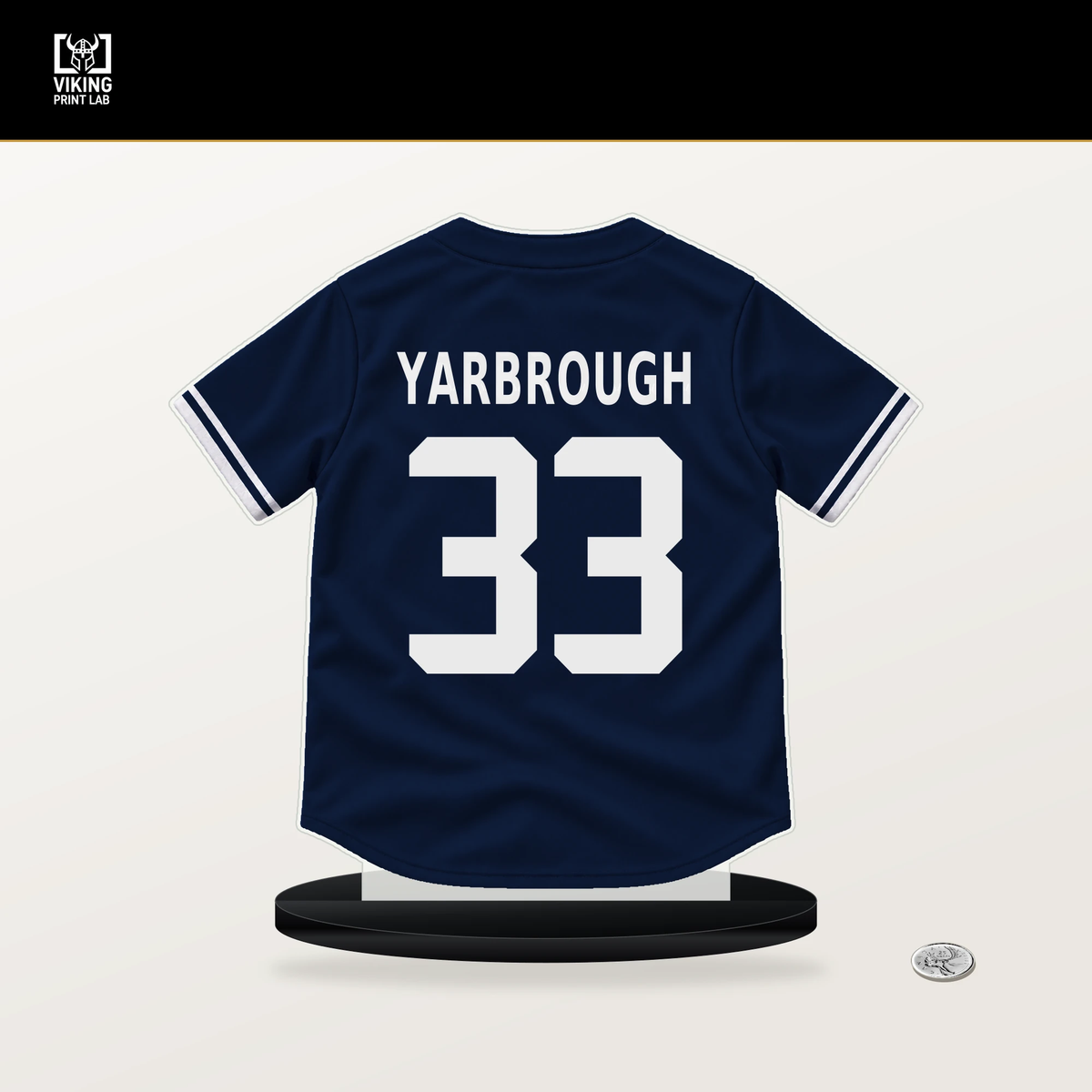 Ryan Yarbrough number 33 New York Yankees jersey stand with included black base.