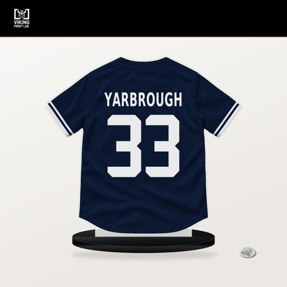 Ryan Yarbrough number 33 New York Yankees jersey stand with included black base.