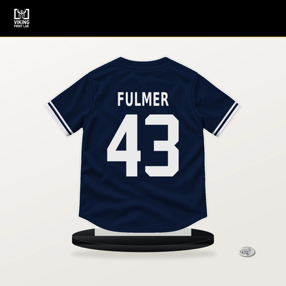 Michael Fulmer number 43 New York Yankees jersey stand with included black base.