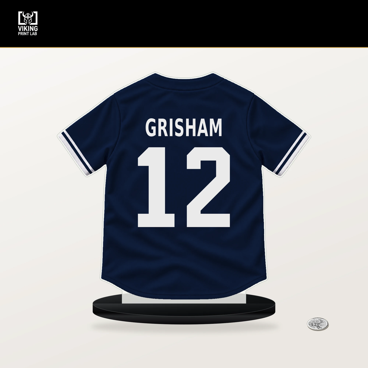 Trent Grisham number 12 New York Yankees jersey stand with included black base.