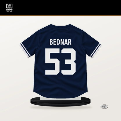 David Bednar number 53 New York Yankees jersey stand with included black base.