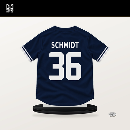 Clarke Schmidt number 36 New York Yankees jersey stand with included black base.
