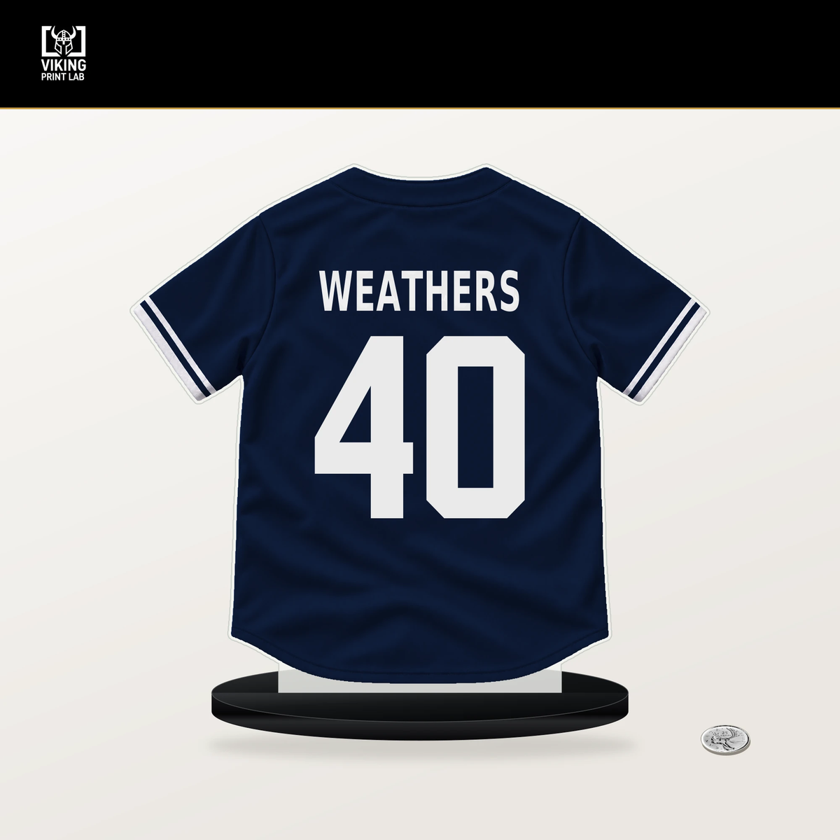 Ryan Weathers number 40 New York Yankees jersey stand with included black base.