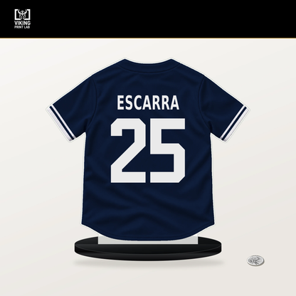 J.C. Escarra number 25 New York Yankees jersey stand with included black base.