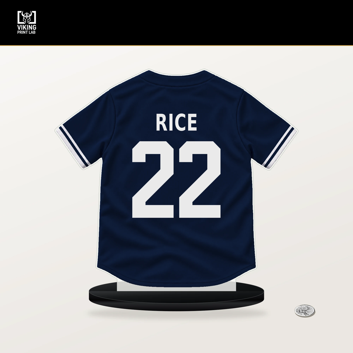 Ben Rice number 22 New York Yankees jersey stand with included black base.