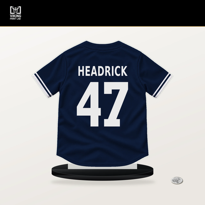 Brent Headrick number 47 New York Yankees jersey stand with included black base.