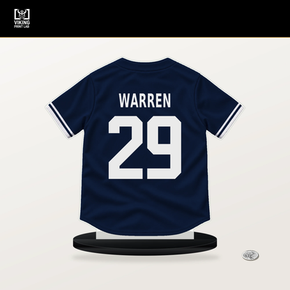 Will Warren number 29 New York Yankees jersey stand with included black base.