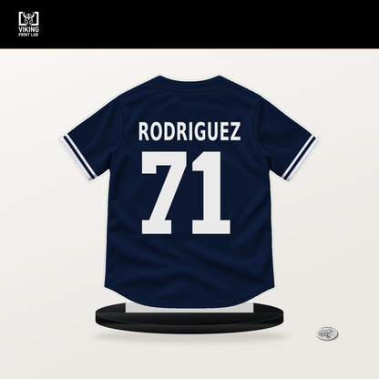 Elmer Rodriguez number 71 New York Yankees jersey stand with included black base.