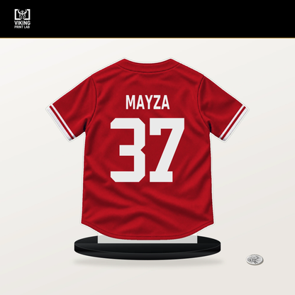 Tim Mayza number 37 Philadelphia Phillies jersey stand with included black base.