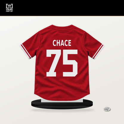 Moises Chace number 75 Philadelphia Phillies jersey stand with included black base.