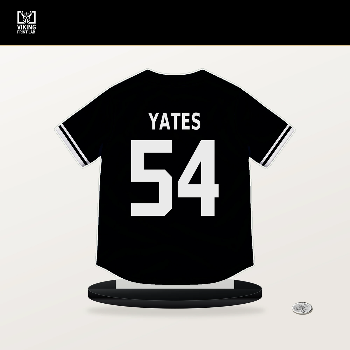 Kirby Yates number 54 Pittsburgh Pirates jersey stand with included black base.