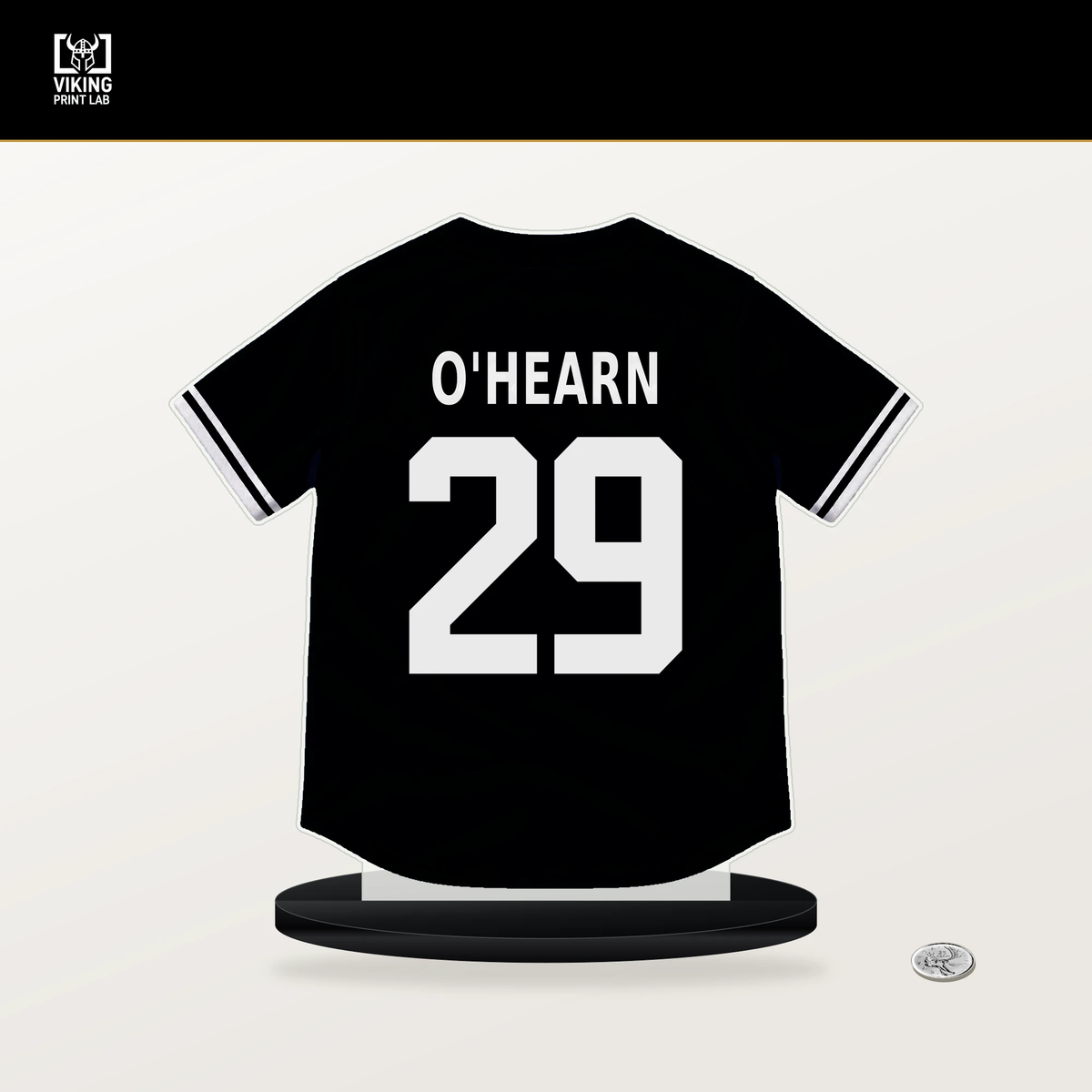Ryan O'Hearn number 29 Pittsburgh Pirates jersey stand with included black base.