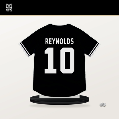 Bryan Reynolds number 10 Pittsburgh Pirates jersey stand with included black base.