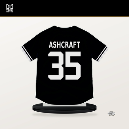 Braxton Ashcraft number 35 Pittsburgh Pirates jersey stand with included black base.