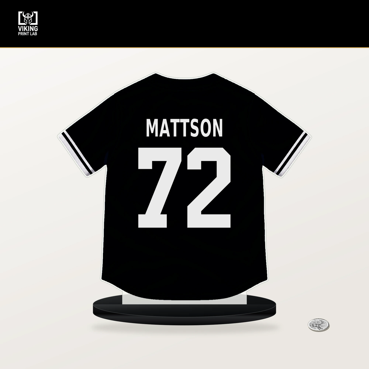 Isaac Mattson number 72 Pittsburgh Pirates jersey stand with included black base.