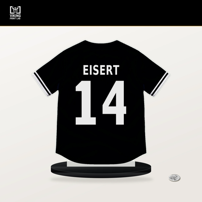 Brandon Eisert number 14 Pittsburgh Pirates jersey stand with included black base.