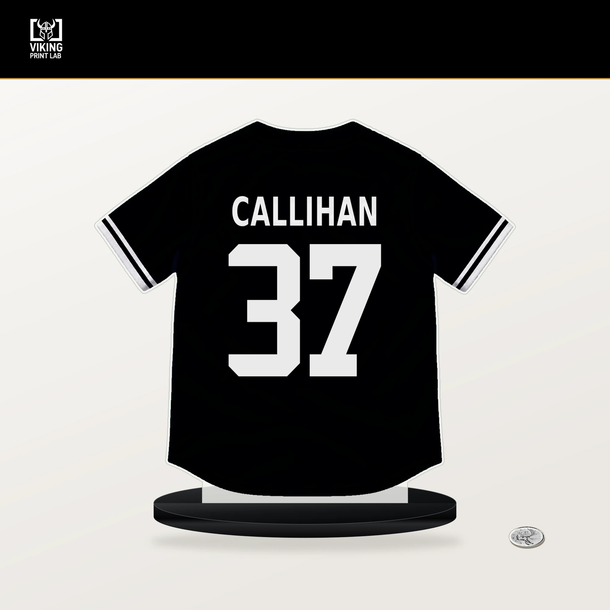 Tyler Callihan number 37 Pittsburgh Pirates jersey stand with included black base.