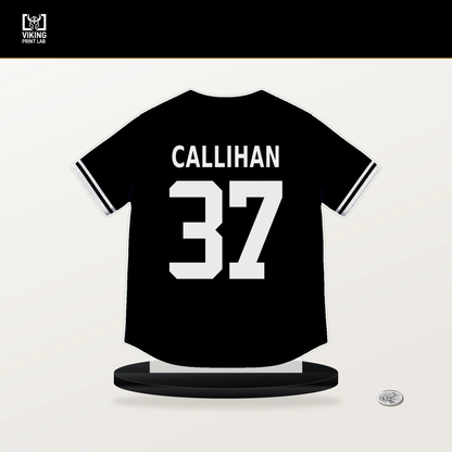 Tyler Callihan number 37 Pittsburgh Pirates jersey stand with included black base.