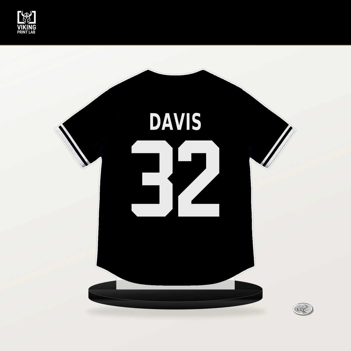 Henry Davis number 32 Pittsburgh Pirates jersey stand with included black base.