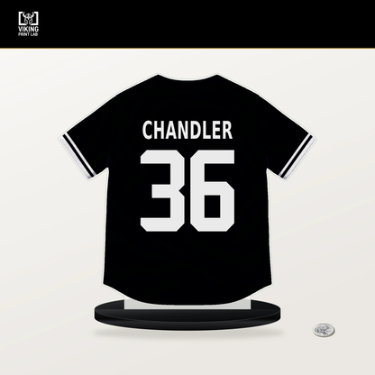 Bubba Chandler number 36 Pittsburgh Pirates jersey stand with included black base.