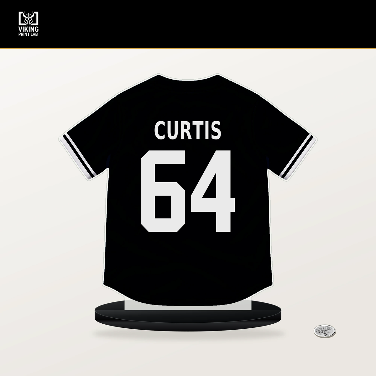 Khristian Curtis number 64 Pittsburgh Pirates jersey stand with included black base.