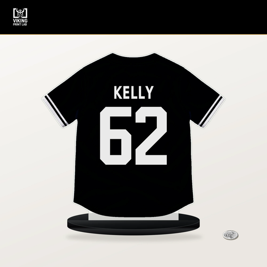 Antwone Kelly number 62 Pittsburgh Pirates jersey stand with included black base.