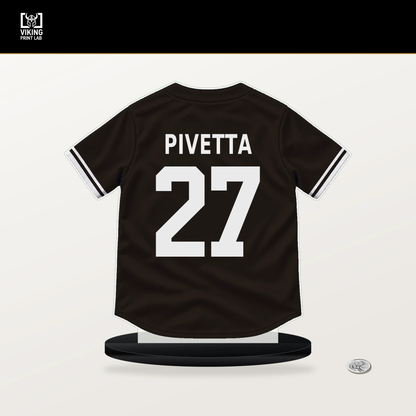 Nick Pivetta number 27 San Diego Padres jersey stand with included black base.