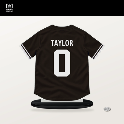 Samad Taylor number 0 San Diego Padres jersey stand with included black base.