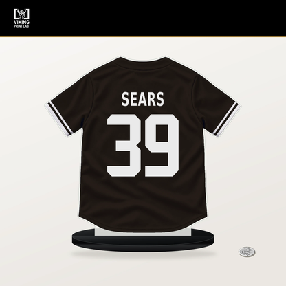 JP Sears number 39 San Diego Padres jersey stand with included black base.