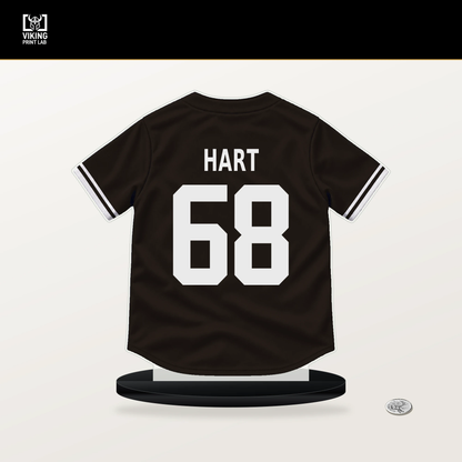 Kyle Hart number 68 San Diego Padres jersey stand with included black base.