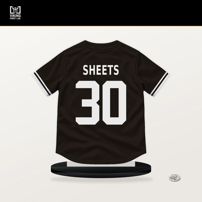 Gavin Sheets number 30 San Diego Padres jersey stand with included black base.